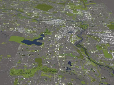 Calgary Canada 50x50km 3D City Map 3D model