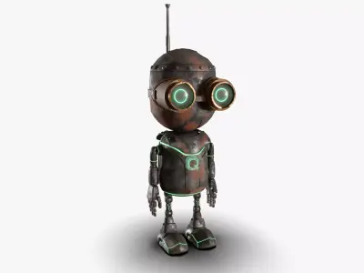 Rigged Baby Robot Dark 3D model