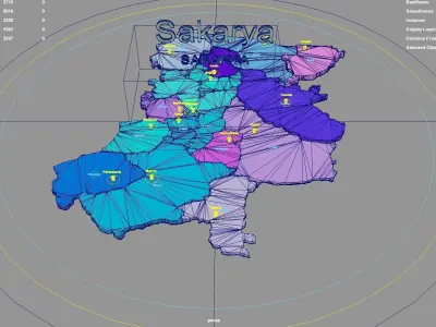Sakarya  Marmara Region  Turkey map region geography political 3D model