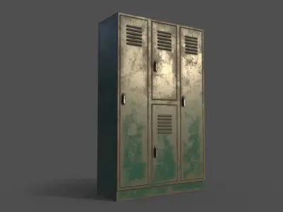 PBR School Gym Locker 05 - Green Dark Low-poly 3D model