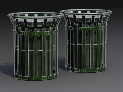 Street Trash Bin 01a Low-poly 3D model