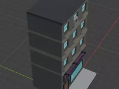 Low Poly Grocery Store Building Game Ready Low-poly 3D model
