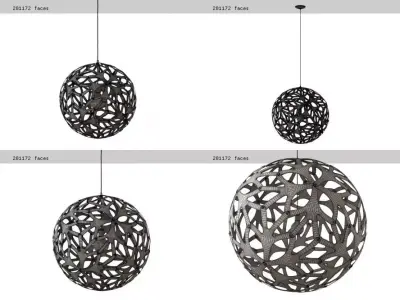 Floral pendant light made of paper 3D model