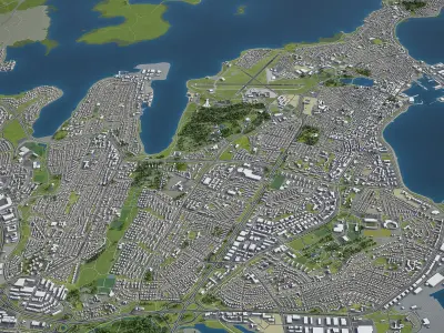 Iceland - full country map Low-poly 3D model