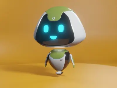 Robot Low-poly 3D model 3