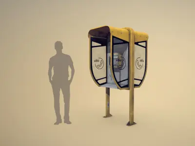 NoviSad PhoneBooth double Low-poly 3D model