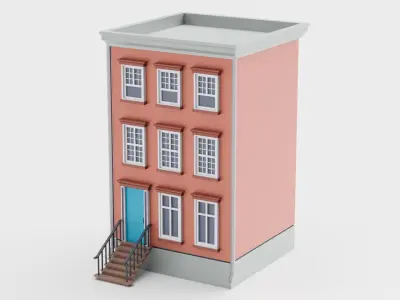 Lowpoly Cartoon Building 01 Low-poly 3D model