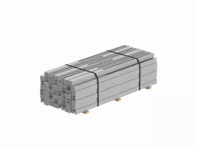 Concrete Slabs On Wood Planks 3D model