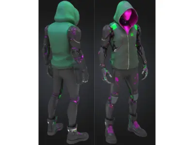 Cyberpunk Street Android Low-poly 3D model