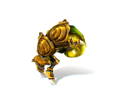 Animated Green Flea Monster Bug Low-poly 3D model