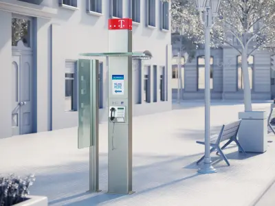 Telephone booth with information board 3D model