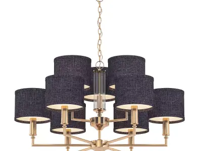 Laurent light chandelier in brass with shades 3D model
