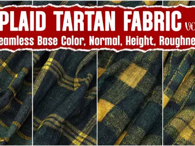10 Plaid Fabric VOL01 4K Seamless PNG PBR Textures Texture