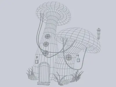 Mushroom house Low-poly 3D model