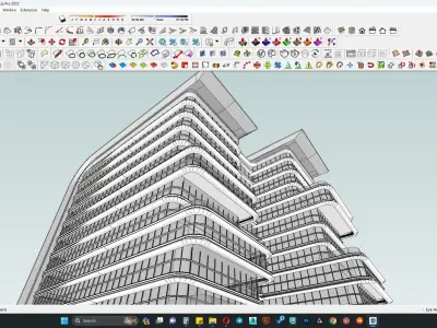 Contemporary highrise building facade  3D model