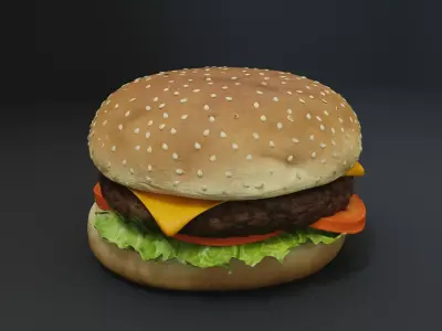 3D Cheeseburger with package model 3D model