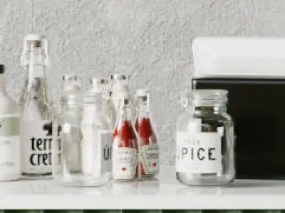 Design project of a coffee shop with a mini bar and wine 3D model