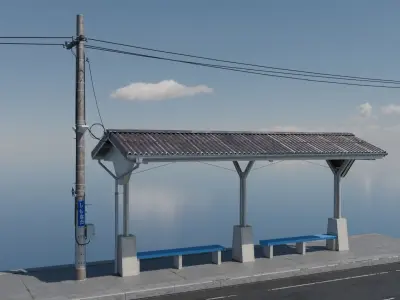 Shimonada Station 4K Textured 3D model Train Station 3D model