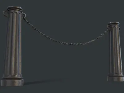 Street Bollard 07 PBR Game Ready Low-poly 3D model