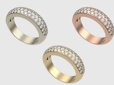 Dazzling Triple-Row Pave Ring JDBCo 3D print model