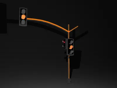 Traffic Lights with Led 3D model