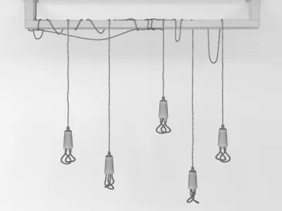 Cable bar pendant light with Original Plumen 001-light bulbs 3D model