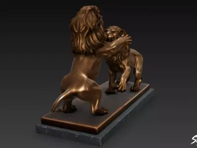 Lion Statue V47 Low-poly 3D model