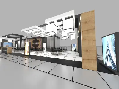 Booth Exhibition Stand Stall 29X8m Height 400 cm 4 Side Open  3D model