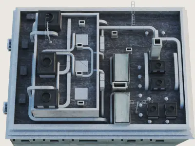 Building Skyscraper City Town Downtown Office Space Work Street Low-poly 3D model