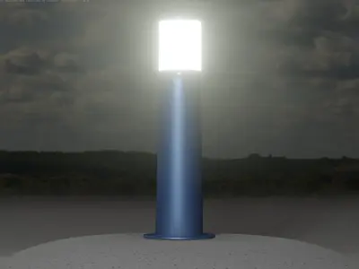 Low-Poly Blue Light Column 10 - Street Light Set-9 Low-poly 3D model