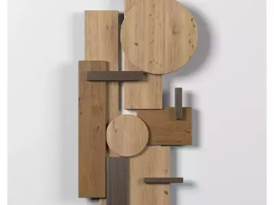 Modern wood Wall collection - various shapes and sizes and tints 3D Model Pack