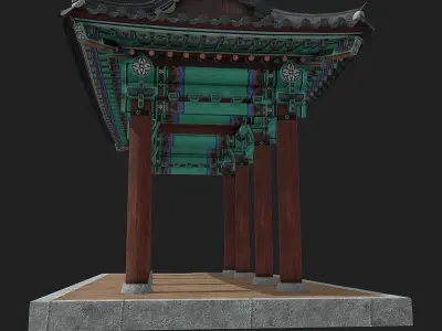 Korean Traditional Hanok WatchTower Low-poly 3D model