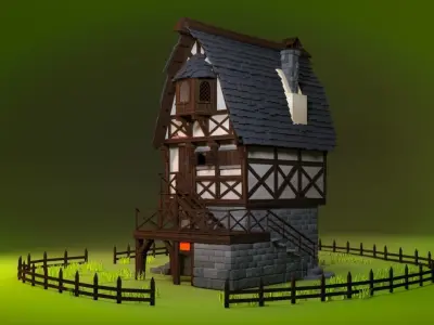 Medieval House over Tavern 3D model