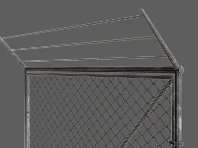Wire Chain Link Fence Low-poly 3D model