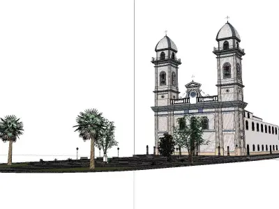 Architecture-Religion-God-Culture-Temple-056 church with two ... 3D model
