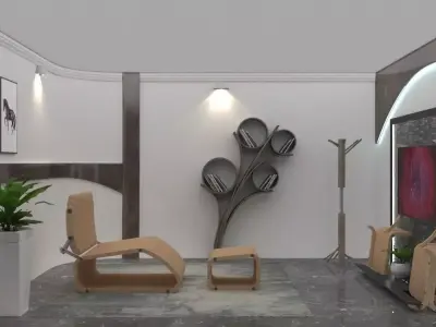 3d interior scene Low-poly 3D model