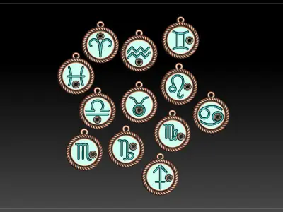 zodiac libra Leo Aries cancer 12 design  3D print model