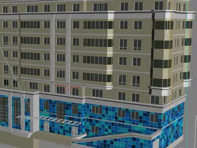Modern building with swimming pool 3D model