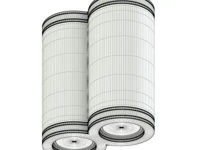 Double Black Cylindrical Light 3D Model 3D model