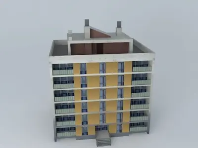 Residential building  1960ies Low-poly 3D model