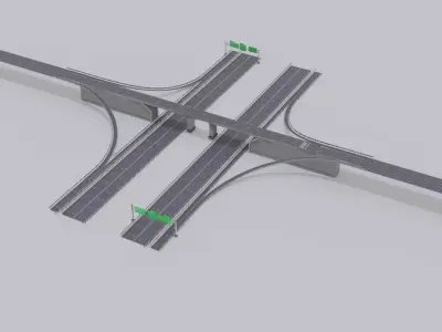 Modular Highway  City Road Kit  Game Ready Low-poly 3D model