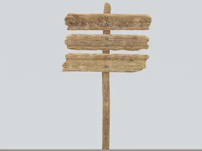 Signpost8 wooden sign on pole Low-poly 3D model