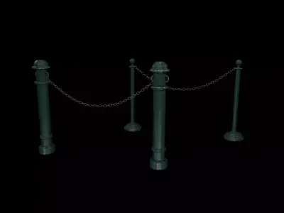 chain barrier stand Low-poly 3D model