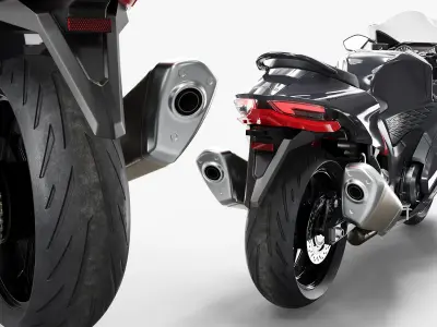  Suzuki Hayabusa Sportbike with Full Fairing and Red Trim Black Simplified 