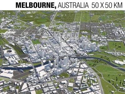 Melbourne Australia 50x50km 3D City Map 3D model