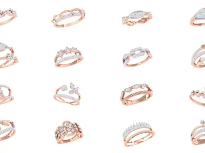 100 Light Wt Minimalist Diamond Ring 3D Model Pack