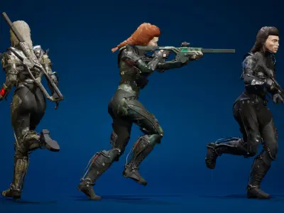 ExoSoldier Female 01 Low-poly 3D model