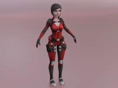 sci-fi female  Low-poly 3D model