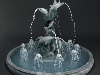 Fountain with dolphins 3D model