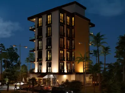 BAR-MONTENEGRO-2020 hotel building at night 3D model